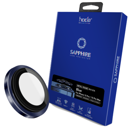 Hoda Sapphire Lens Protector for iPhone 15 Pro 6.1 iPhone 15 Pro Max 6.7 (3PCS Blue)