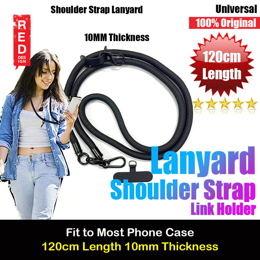 Red Design Selected Shoulder Lanyard Strap Crossbody Nylon Strap 120cm (Black)