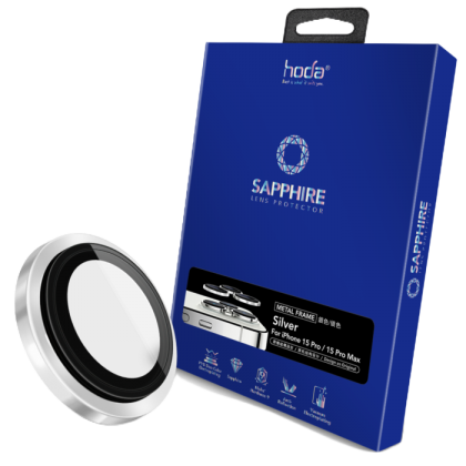 Hoda Sapphire Lens Protector for iPhone 15 Pro 6.1 iPhone 15 Pro Max 6.7 (3PCS Silver)