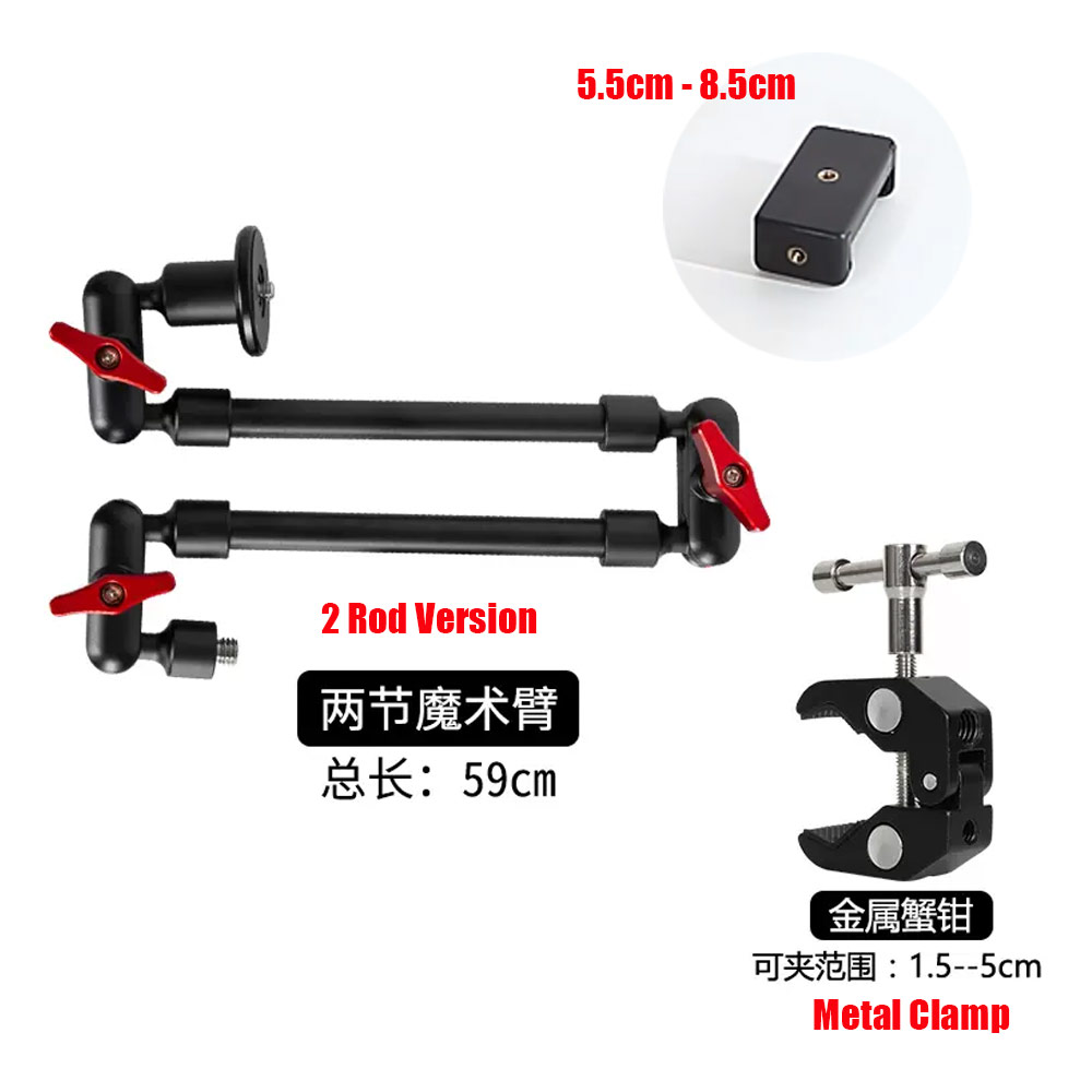 360 Degree Multi Angle Adjustable Flexible Aluminum Alloy Lazy Photography Live Broadcast Phone Holder Clamp Stand with Standard 5mm Mount (Black)