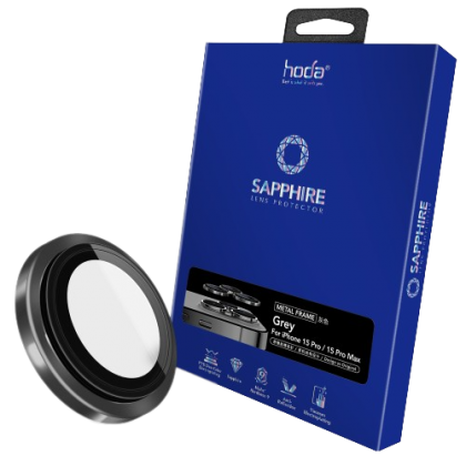 Hoda Sapphire Lens Protector for iPhone 15 Pro 6.1 iPhone 15 Pro Max 6.7 (3PCS Grey)