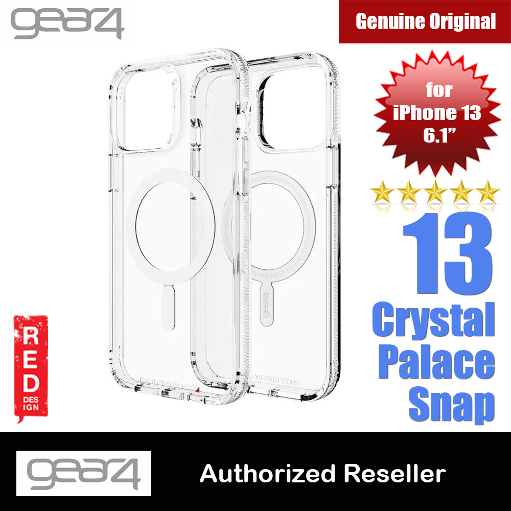 Gear4 D30 Crystal Palace Snap Crystal Clear Impact Protection with MagSafe Compatibility for iPhone 13 6.1 (Clear)
