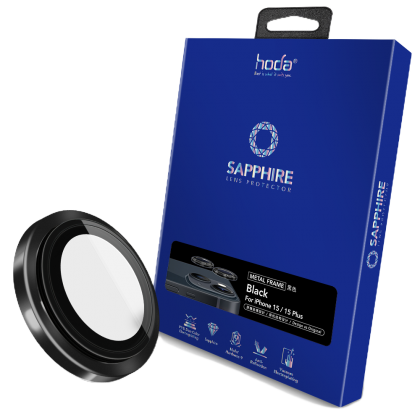 Hoda Sapphire Lens Protector for iPhone 15 6.1 iPhone 15 Plus 6.7  (2PCS Black)