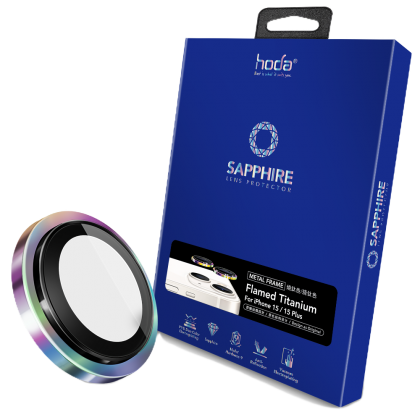 Hoda Sapphire Lens Protector for iPhone 15 6.1 iPhone 15 Plus 6.7  (2PCS Flamed Titanium)