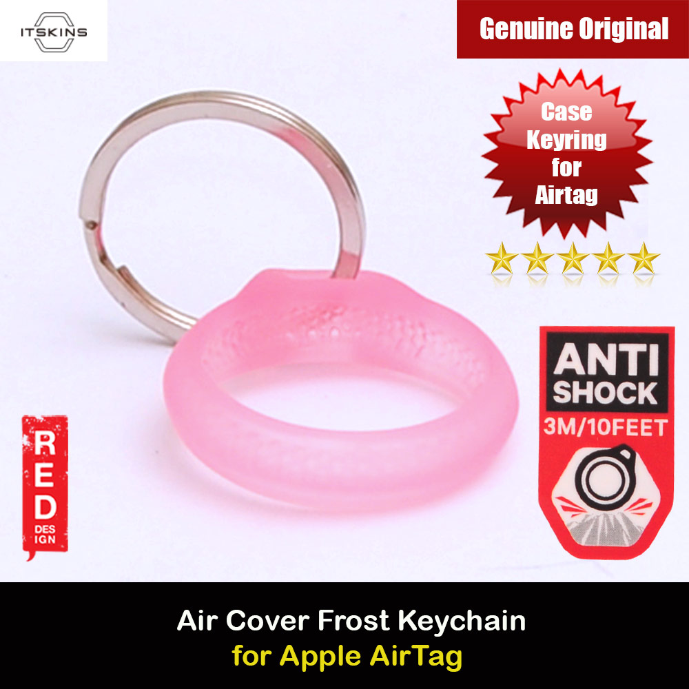 ITSKINS Air Cover Drop Protective Cover Case Keyring Design with Antimicrobail Smart Polymer for Apple AirTag (Frosted Light Pink)