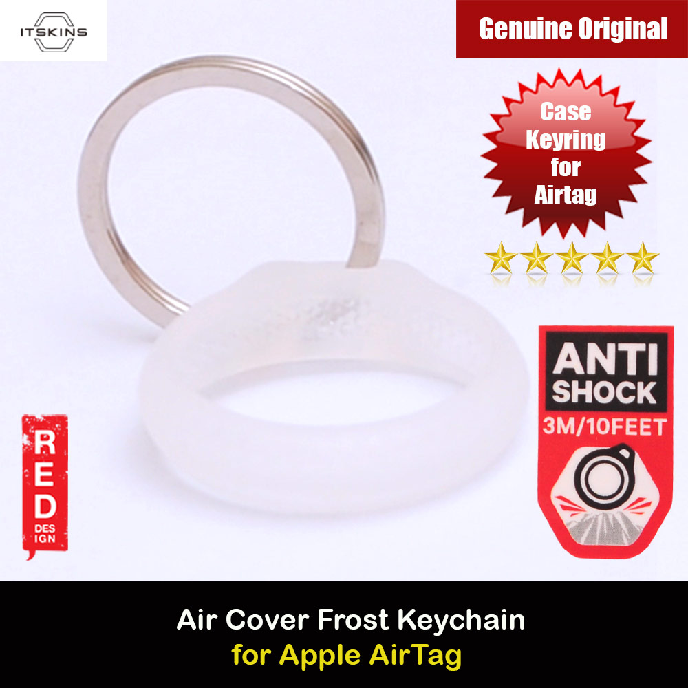 ITSKINS Air Cover Drop Protective Cover Case Keyring Design with Antimicrobail Smart Polymer for Apple AirTag (Frosted Transparent)