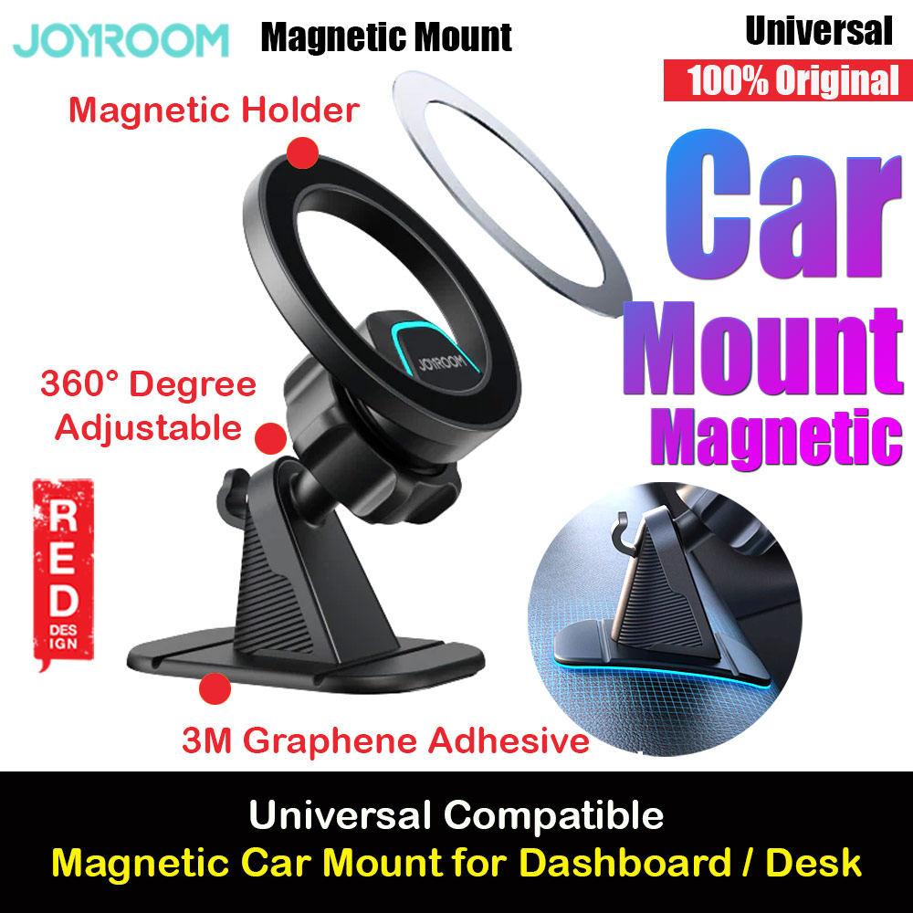 Joyroom Magnetic 360 Degree Adjustable Car Phone Mount Holder with 3M Adhesive for Curve or Flat Surface Dashboard Desk (Black)