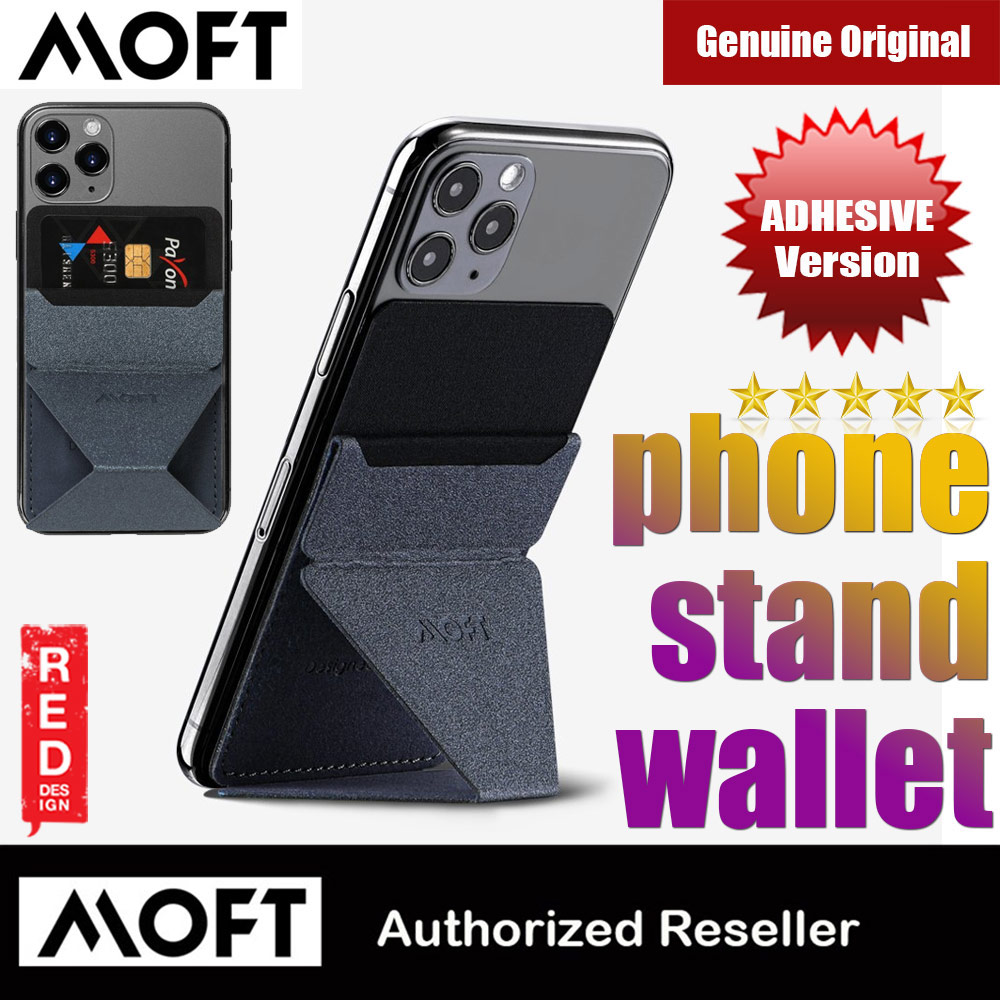 MOFT X Invisible Phone Stand Adhesive Reusable Adhesive 4-in-1 Phone Stand Card Holder Adjustable Viewing Angles Thin Design with Grip to be Held for iPhone 12 iPhone 13 Series Huawei Samsung Vivo Xiaomi (Space Grey)