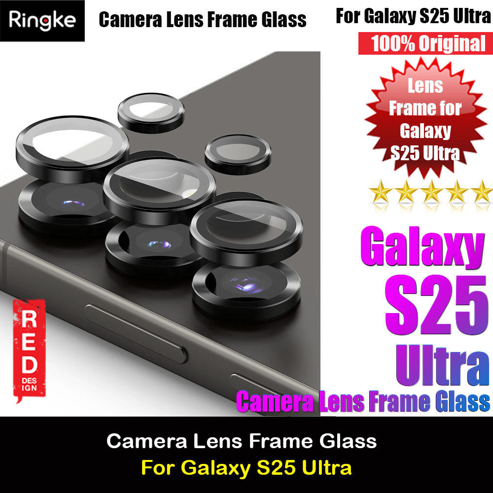 Ringke Camera Lens Frame Glass Protector with Easy Installation for Samsung Galaxy S25 Ultra (Black)