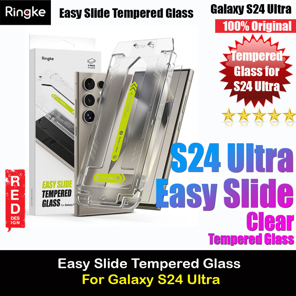 Ringke Easy Slide Tempered Glass Screen Protector with Easy Installation Jig Kit for Samsung Galaxy S24 Ultra (HD Clear) 2 Pack