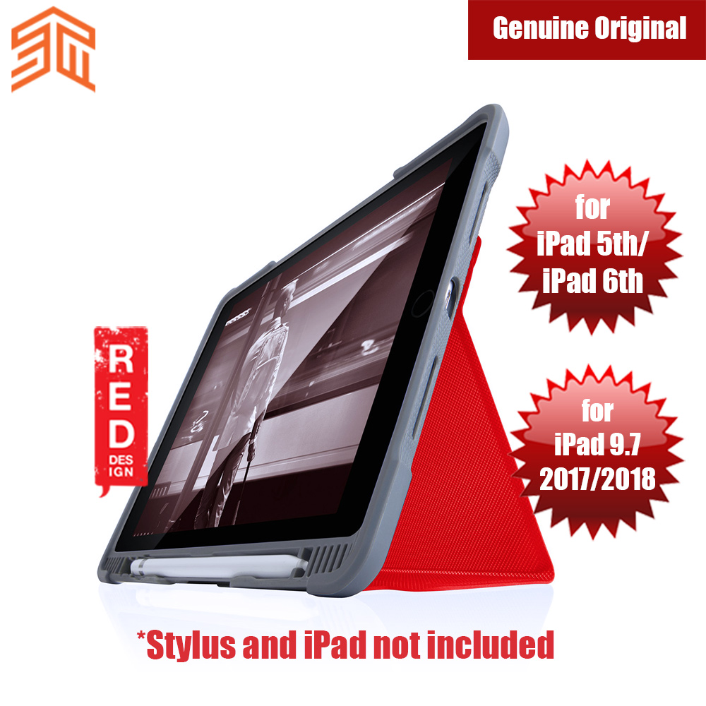 STM Dux Plus iPad 5th 6th Gen iPad 9.7 2017 2018 Case With Apple Pencil Storage (Red)