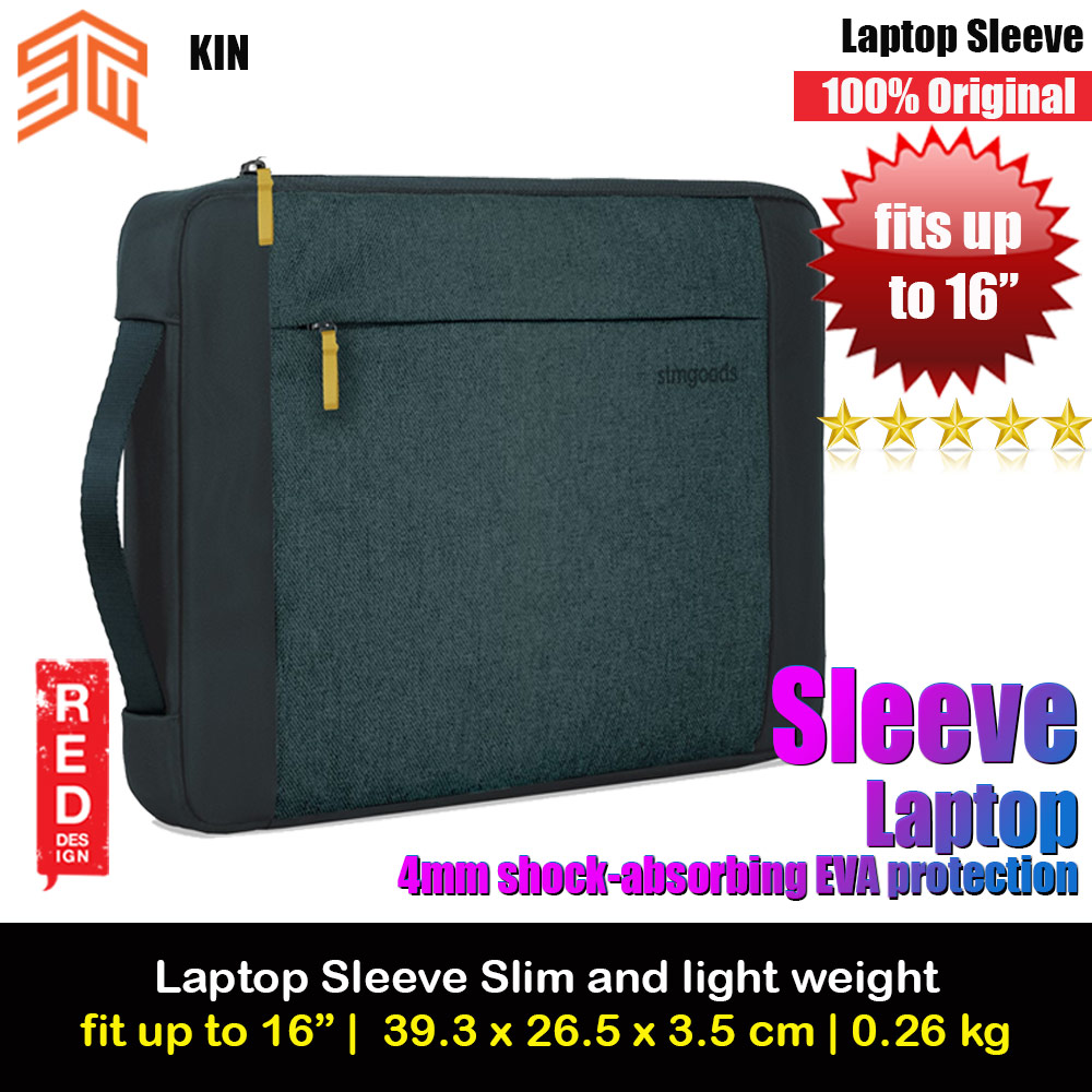 STM Kin Slim and Lightweight with Shock Absorbing Secure Zip Laptop Sleeve with Accessory Storage Pocket up to 16" (Aqua Blue)