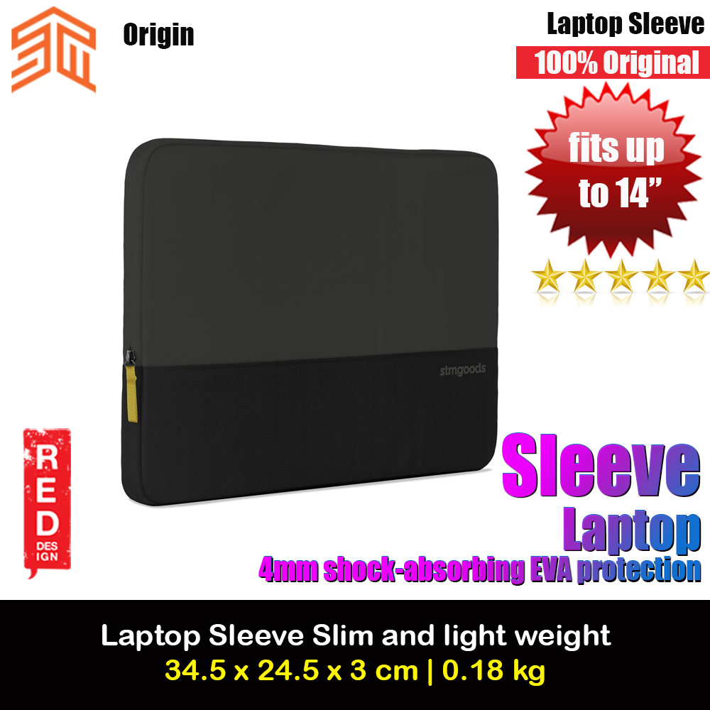 STM Origin Slim and Lightweight with Shock Absorbing Secure Zip Laptop Sleeve up to 14" - Slate Black
