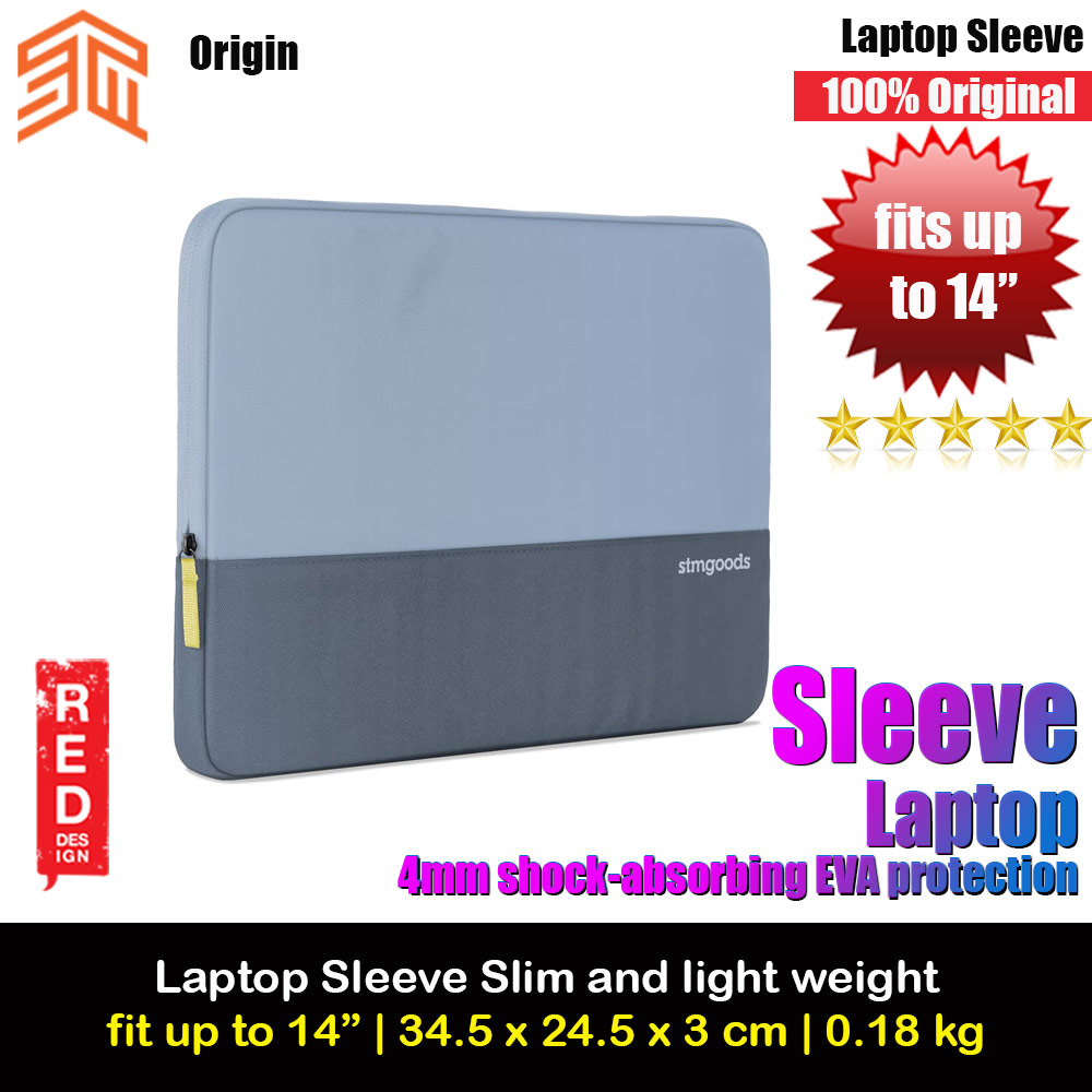 STM Origin Slim and Lightweight with Shock Absorbing Secure Zip Laptop Sleeve up to 14" - Glacier Blue