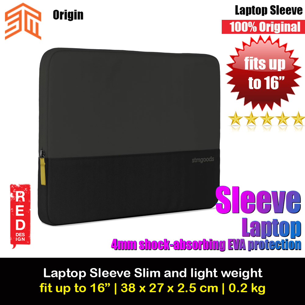 STM Origin Slim and Lightweight with Shock Absorbing Secure Zip Laptop Sleeve up to 16" - Slate Black