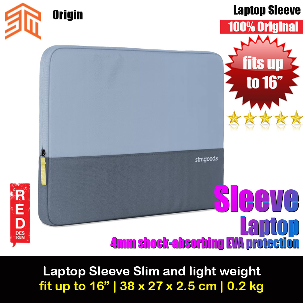 STM Origin Slim and Lightweight with Shock Absorbing Secure Zip Laptop Sleeve up to 16" - Glacier Blue