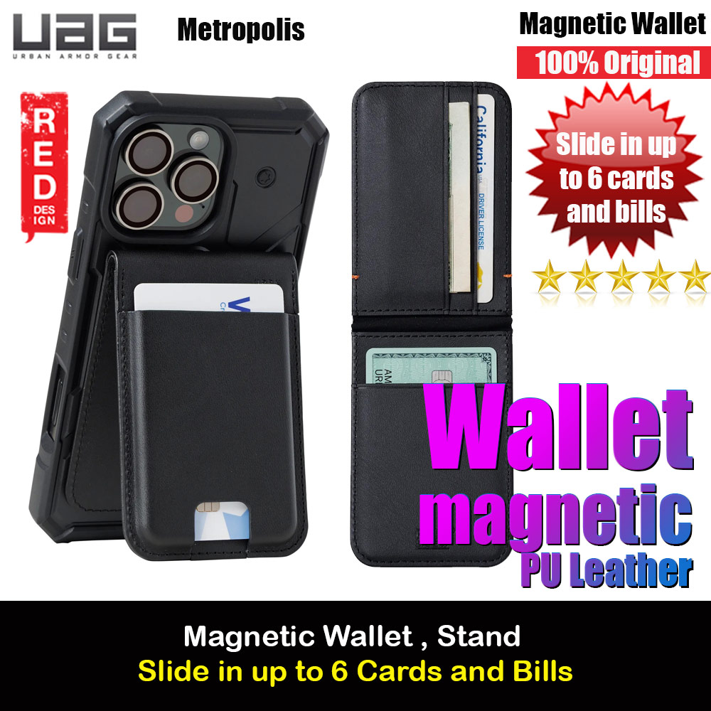 UAG Metropolis Vegan Leather MagSafe Wallet and Stand Kickstand Card Holder Phone Stand (PU Leather)