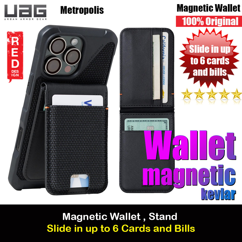 UAG Metropolis Kevlar Leather MagSafe Wallet and Stand Kickstand Card Holder Phone Stand (Kevlar)
