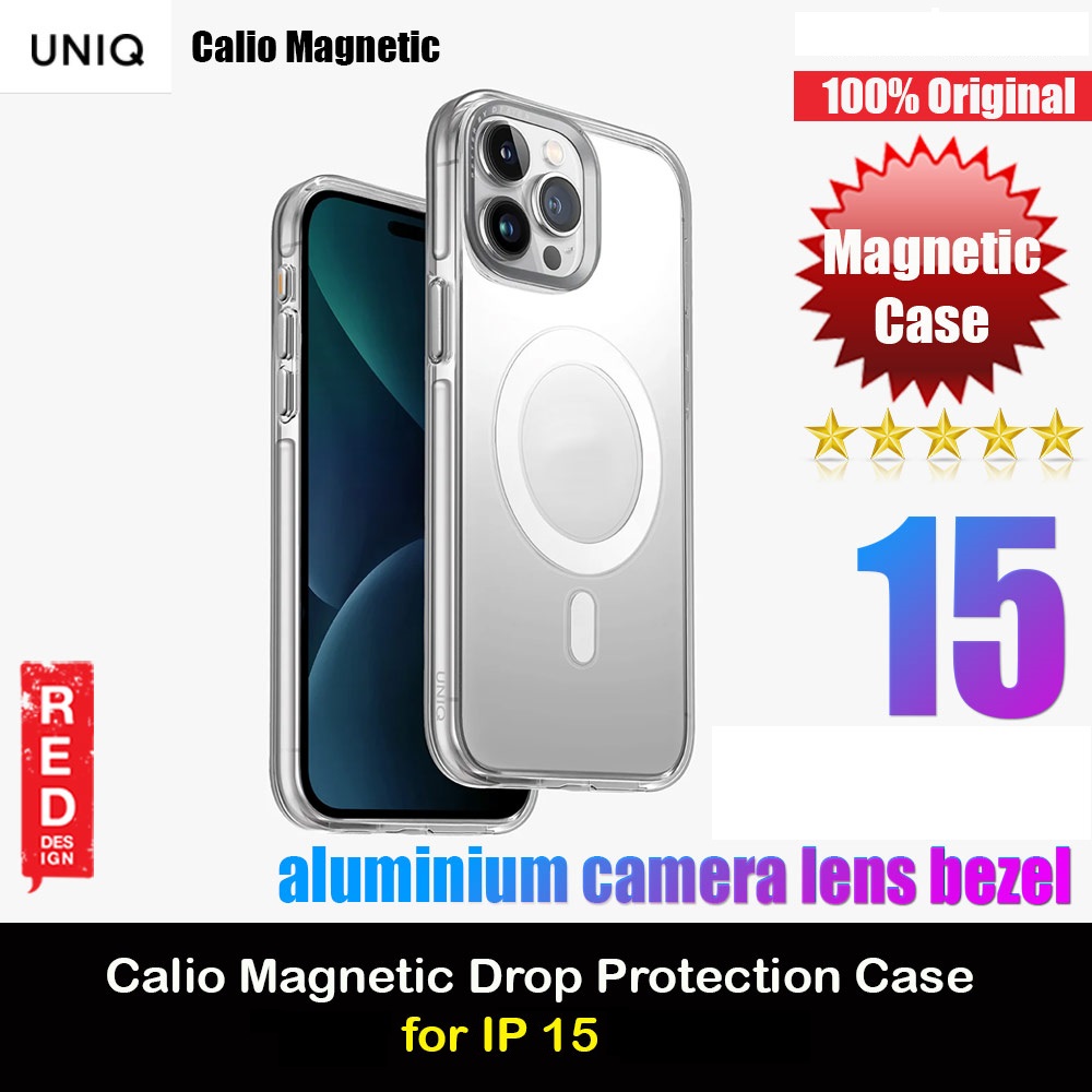 Uniq Calio Aluminum Lens Frame Magnetic Drop Protection Case Casing for iPhone 15 6.1 (Clear)