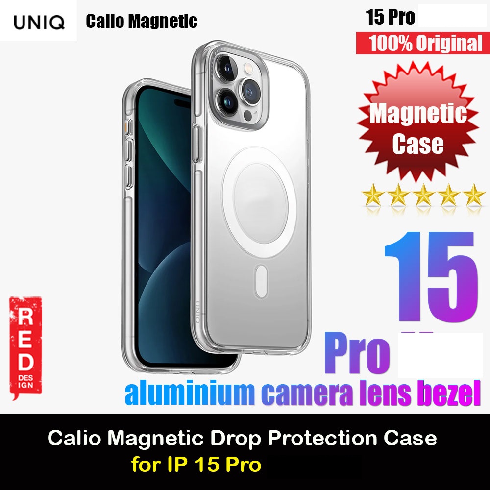 Uniq Calio Aluminum Lens Frame Magnetic Drop Protection Case Casing for iPhone 15 Pro 6.1 (Clear)