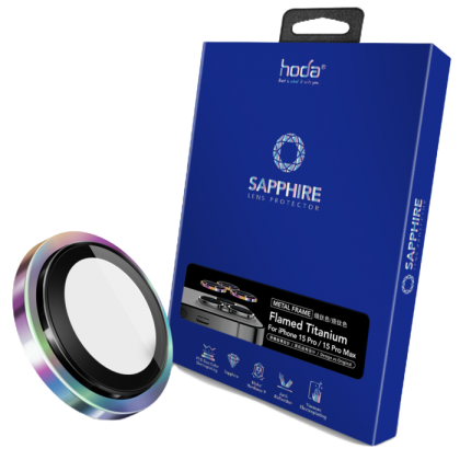 Hoda Sapphire Lens Protector for iPhone 15 Pro 6.1 iPhone 15 Pro Max 6.7 (3PCS Flamed Titanium)