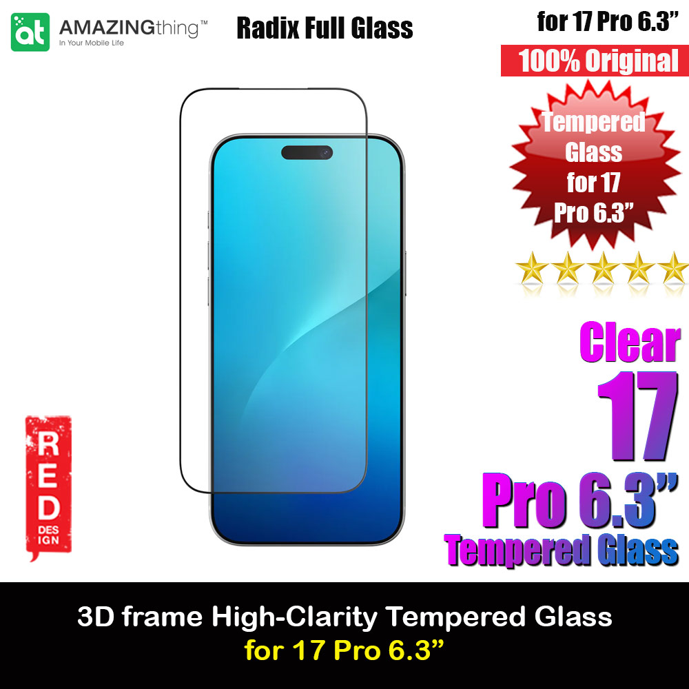 Amazingthing Radix Full Glass 3D Frame Tempered Glass for iPhone 17 Pro 6.3 (Ultra Clear)