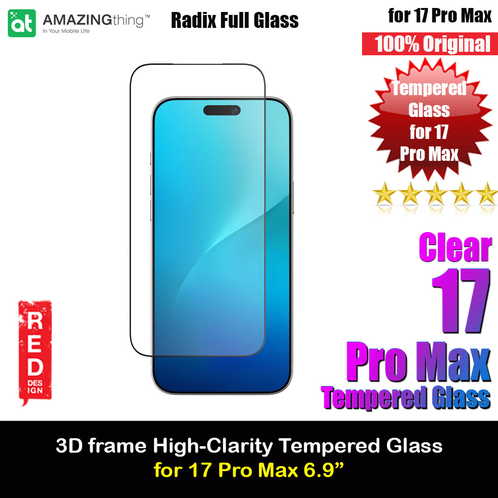 Amazingthing Radix Full Glass 3D Frame Tempered Glass for iPhone 17 Pro Max 6.9 (Ultra Clear)