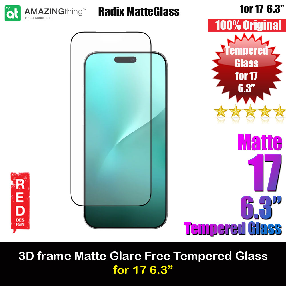 Amazingthing Radix Matte Anti Glare Full Glass 3D Frame Tempered Glass for iPhone 17 6.3 (Matte)