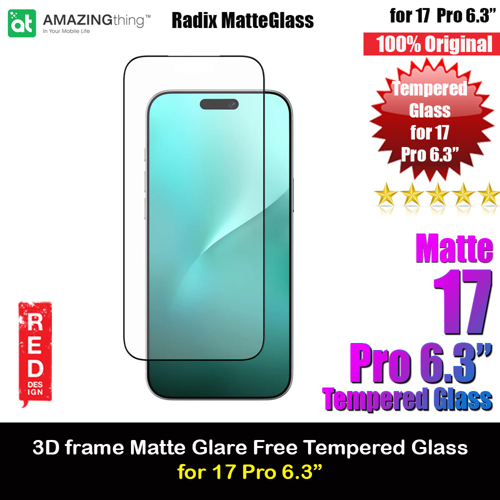 Amazingthing Radix Matte Anti Glare Full Glass 3D Frame Tempered Glass for iPhone 17 Pro 6.3 (Matte)