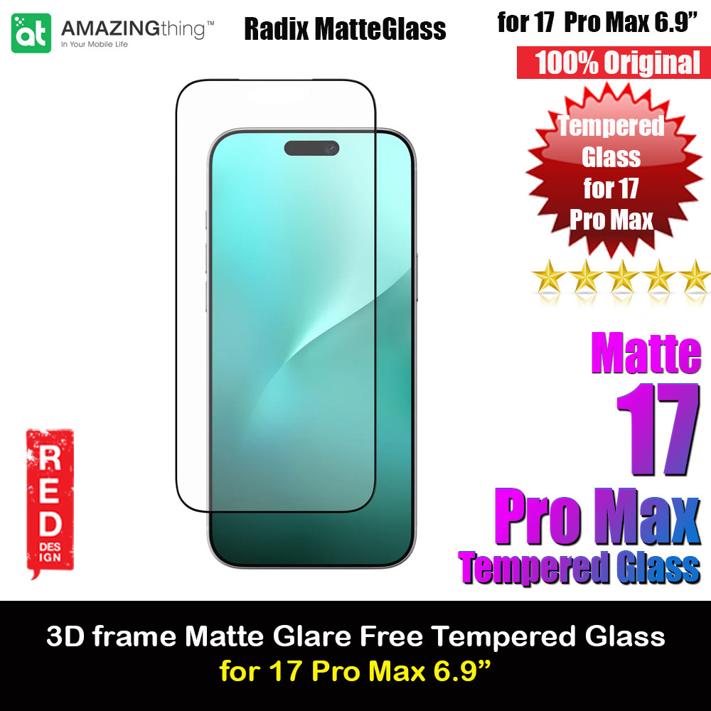 Amazingthing Radix Matte Anti Glare Full Glass 3D Frame Tempered Glass for iPhone 17 Pro Max 6.9 (Matte)