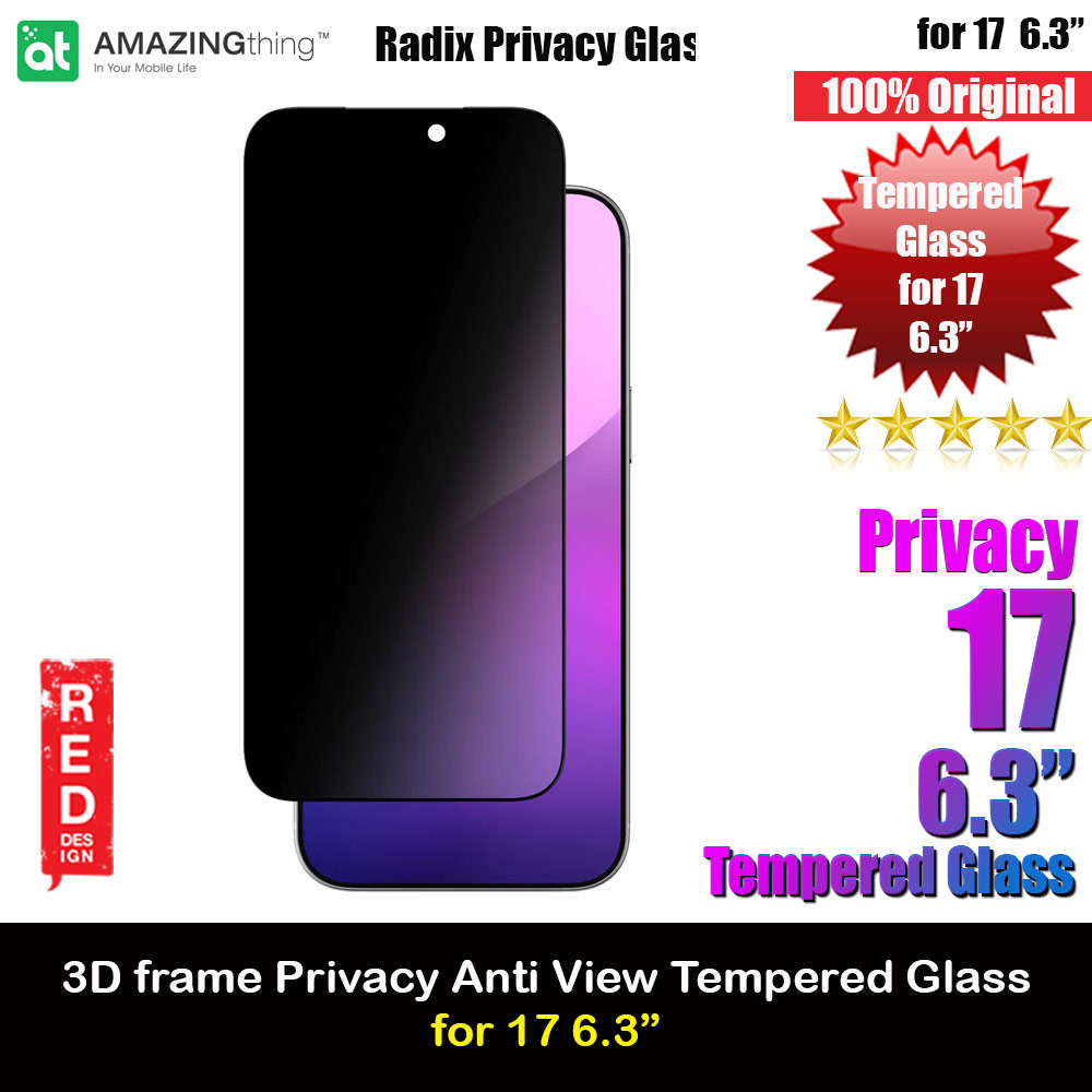 Amazingthing Radix Privacy Anti View Full Glass 3D Frame Tempered Glass for iPhone 17 6.3 (Privacy)