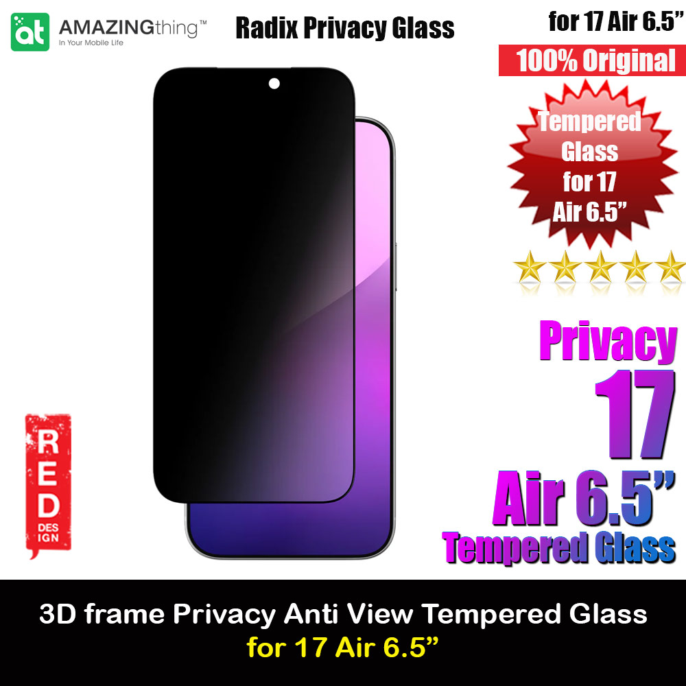Amazingthing Radix Privacy Anti View Full Glass 3D Frame Tempered Glass for iPhone 17 Air 6.5 (Privacy)