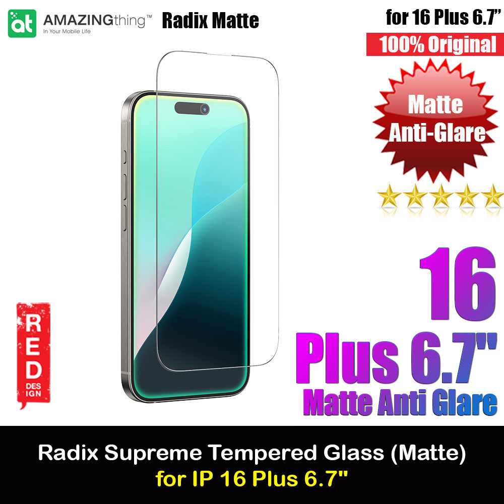 Amazingthing Radix Supreme Matte Anti Glare Fully Covered Tempered Glass for iPhone 16 Plus 6.7 (Matte Anti Glare)