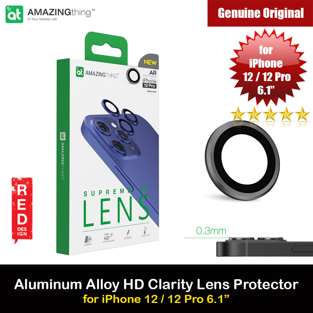 AmazingThing SupremeGlass Lens Glass Camera Lens Protector Protection Tempered Glass for Apple iPhone 12 Pro 6.1 (Gray)