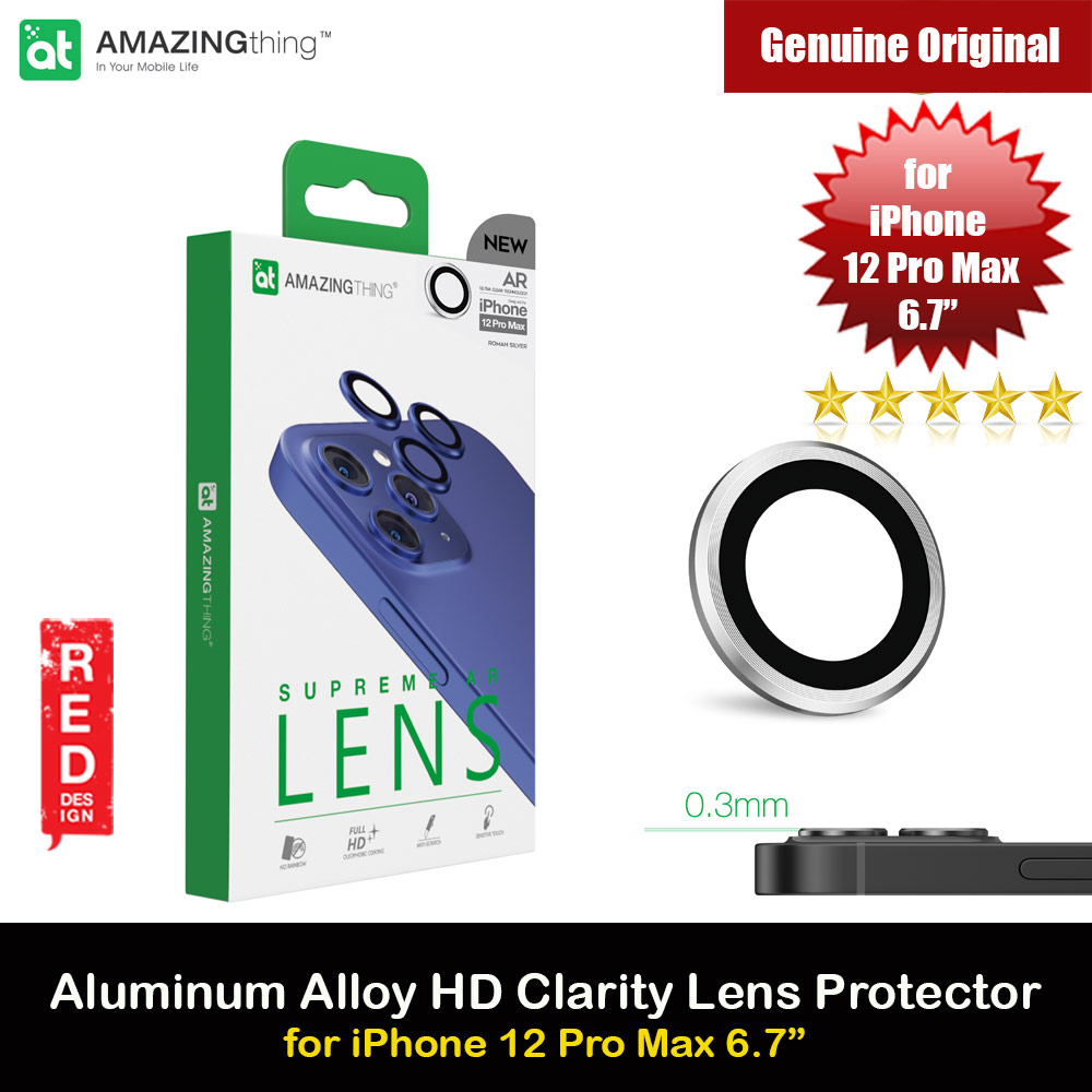 AmazingThing SupremeGlass Lens Glass Camera Lens Protector Protection Tempered Glass for Apple iPhone 12 Pro Max 6.7 (Silver)
