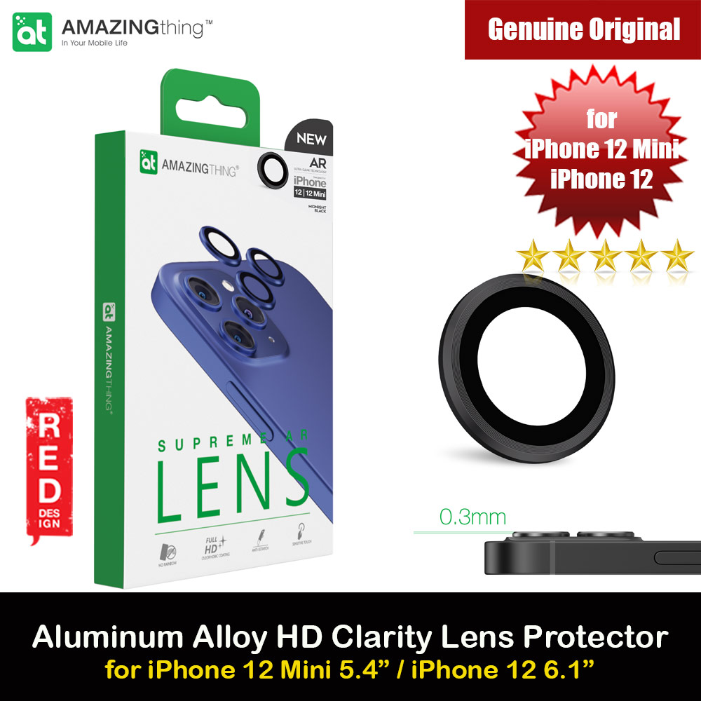 AmazingThing SupremeGlass Lens Glass Camera Lens Protector Protection Tempered Glass for Apple iPhone 12 Mini 5.4 iPhone 12 6.1 (Black)