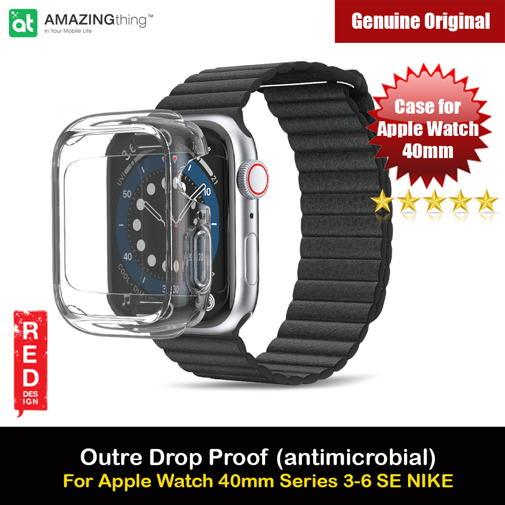 Amazingthing Outre Drop Proof Case with Front Built in Screen Protector for Apple Watch 40mm Series 4 5 6 SE (antimicrobial Clear)