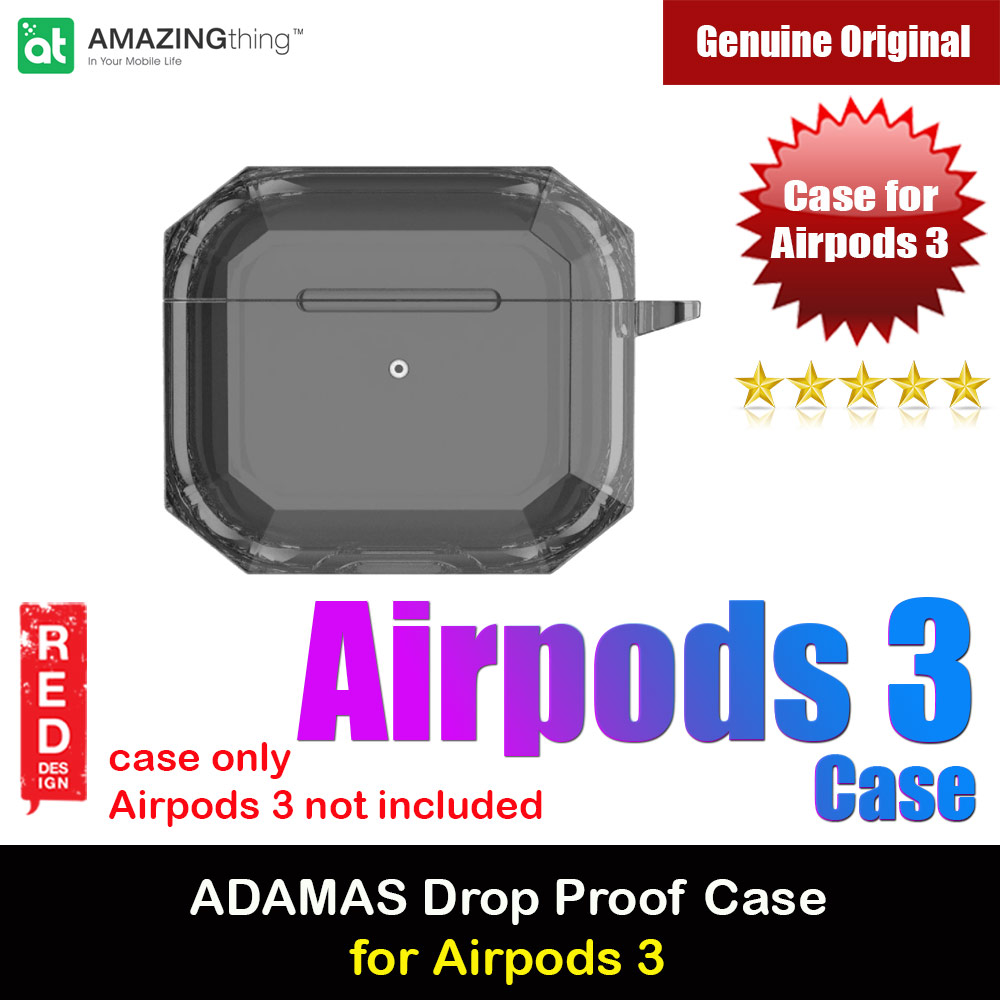 Amazingthing Adamas Antibacterial Drop Proof Case for Airpods 3 Case (Clear Black)