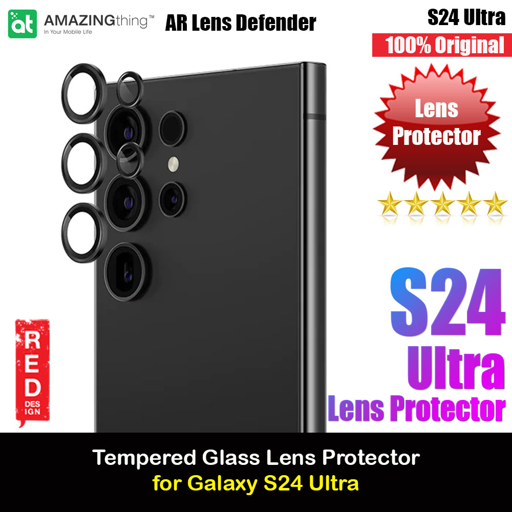 AMAZINGThinng AR Lens Frame Tempered Glass Protector for Galaxy S24 Ultra 6.7 (Black)