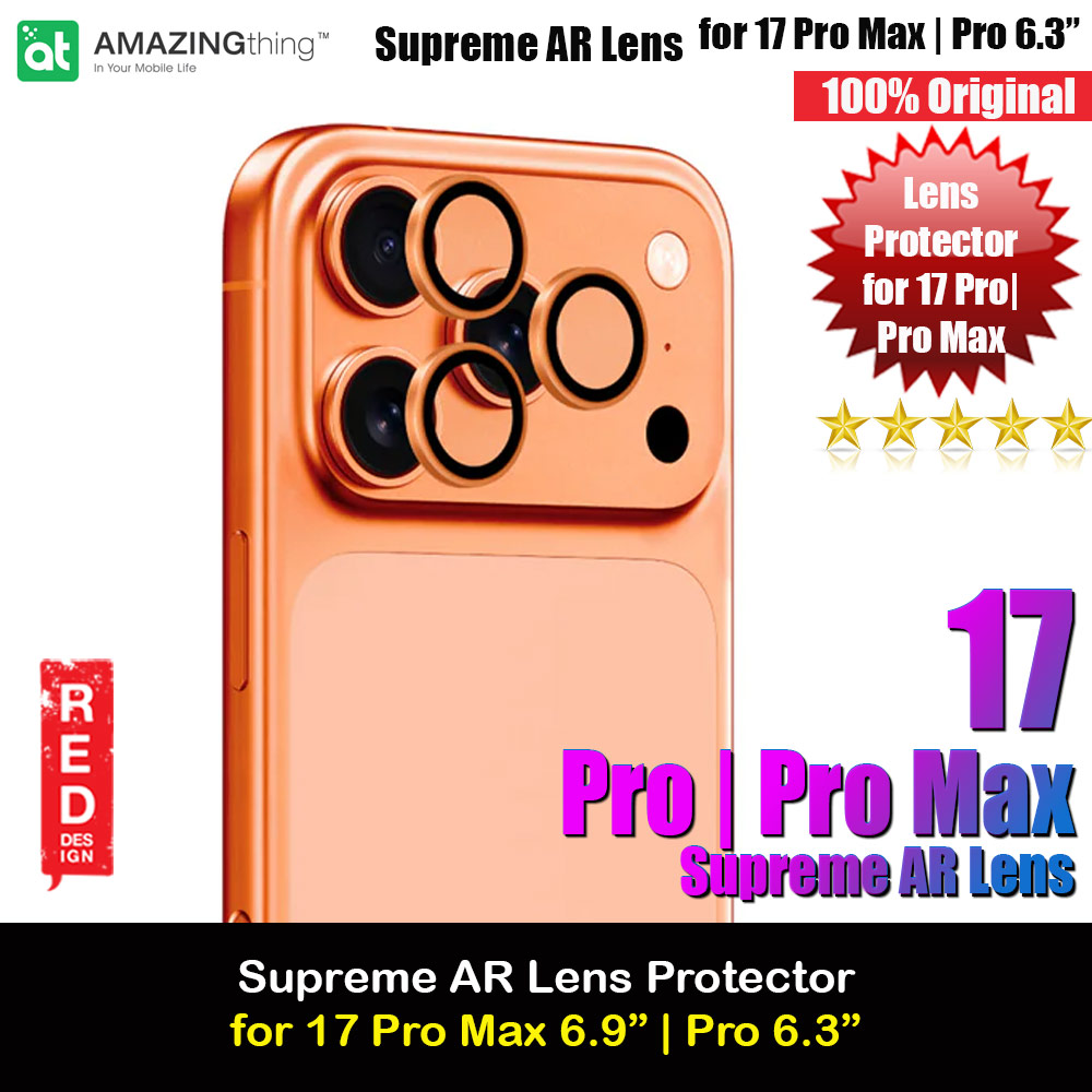 Amazingthing Supreme AR Lens Glass Aluminum Tempered Glass Lens Protector for iPhone 17 Pro 6.3 iPhone 17 Pro Max 6.9 (3PCS Orange)
