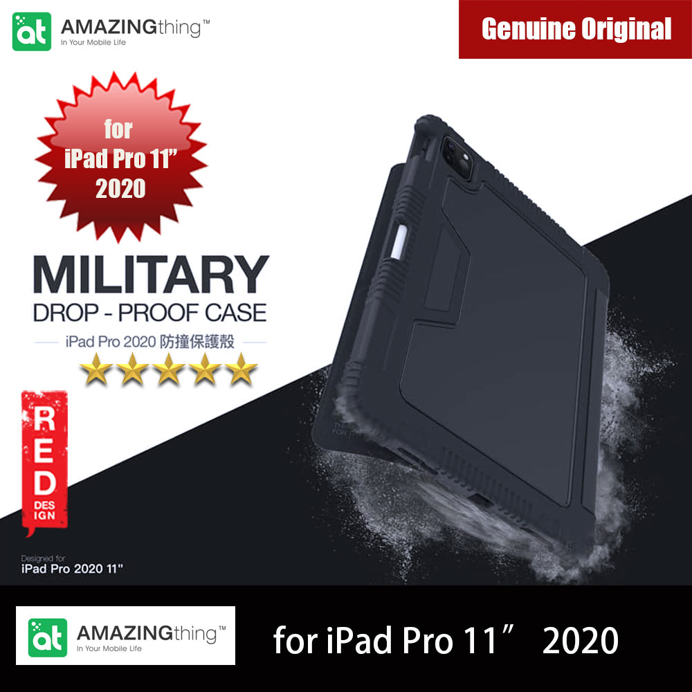 AMAZINGthing MiL Drop proof Folio Flip Case For Apple iPad Pro 11 2020 (Black)