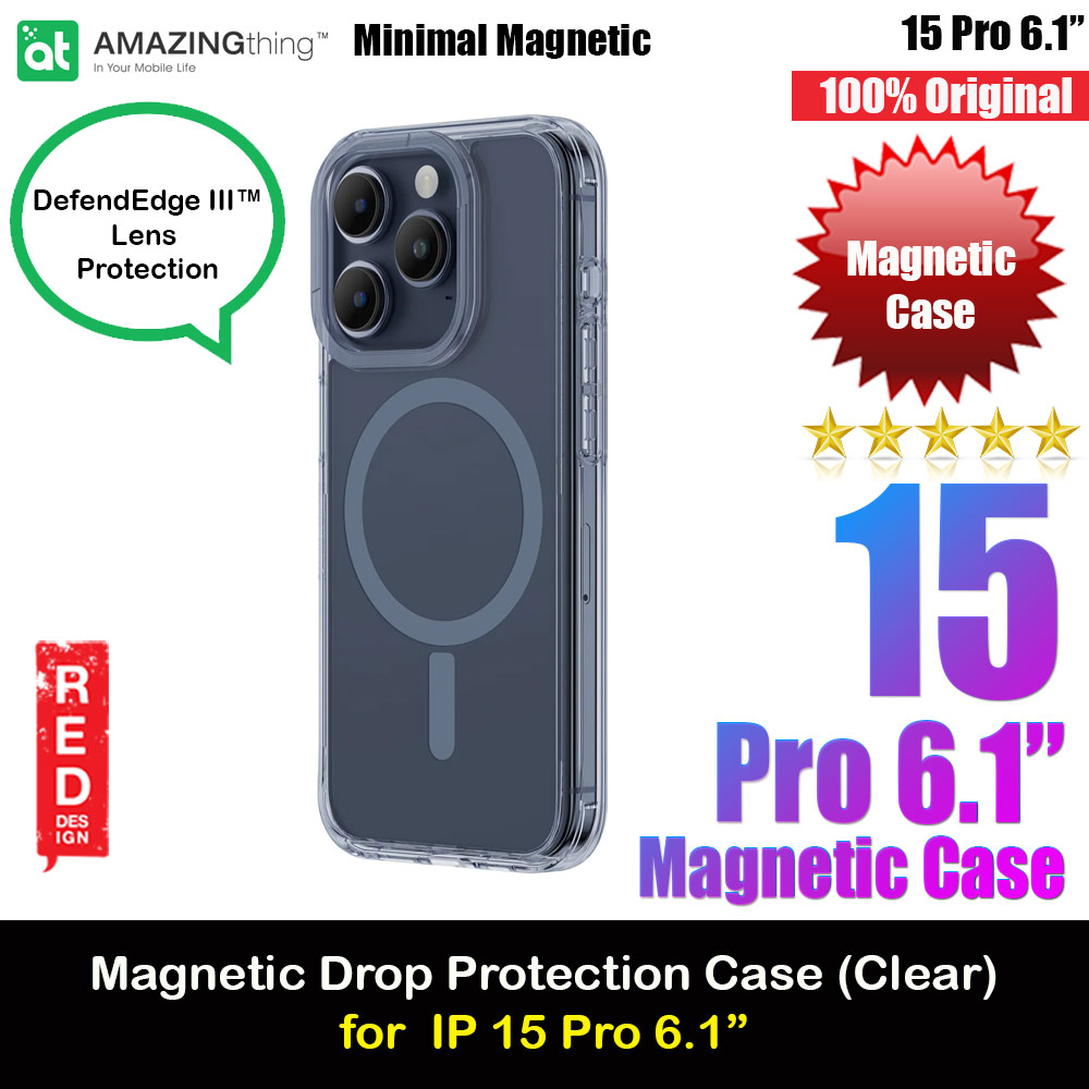 Amazingthing Minimal Magnetic Slim Protection Case for iPhone 15 Pro 6.1 (Dark Blue)