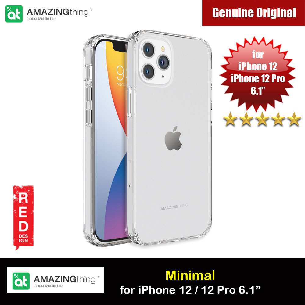 Amazingthing Minimal Military Drop Proof Slim Case with antimicrobial for iPhone 12 iPhone 12 Pro 6.1 (Clear)