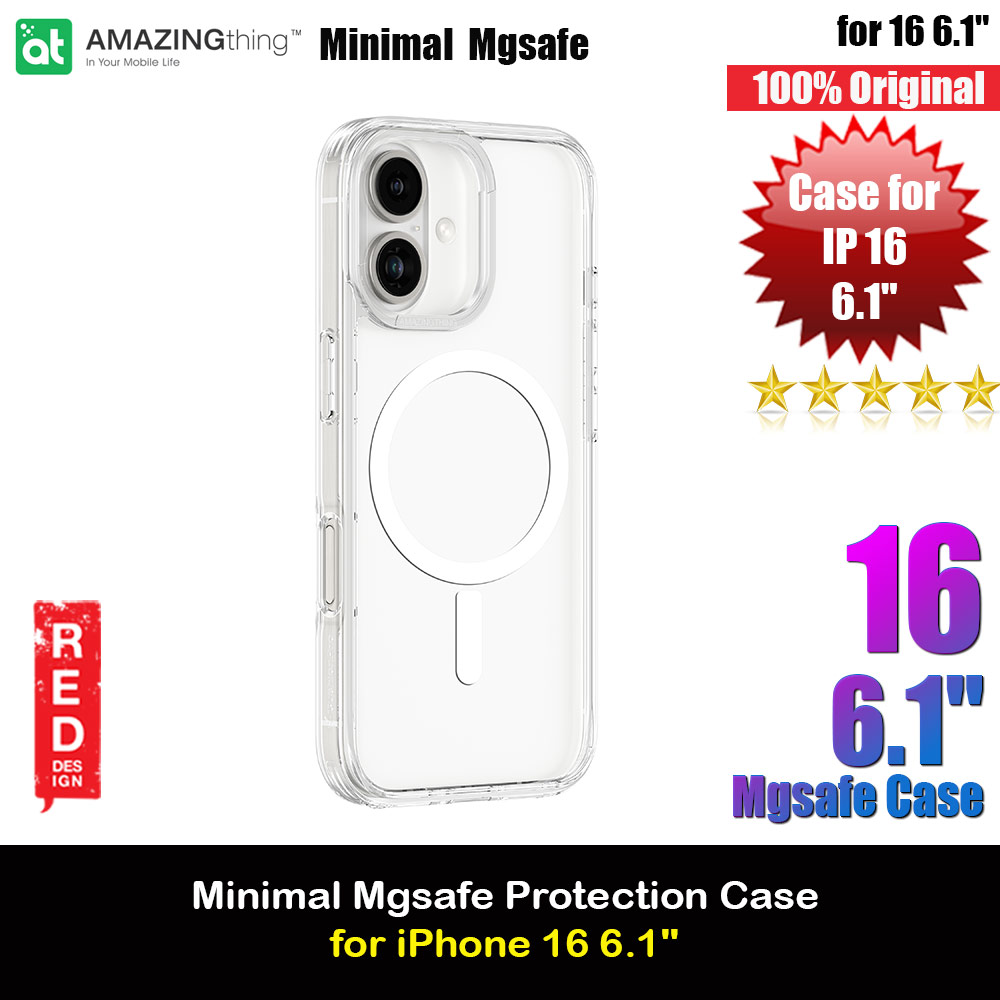 Amazingthing Minimal Magsafe Compatible Drop Proof Case for iPhone 16 6.1 (Clear)