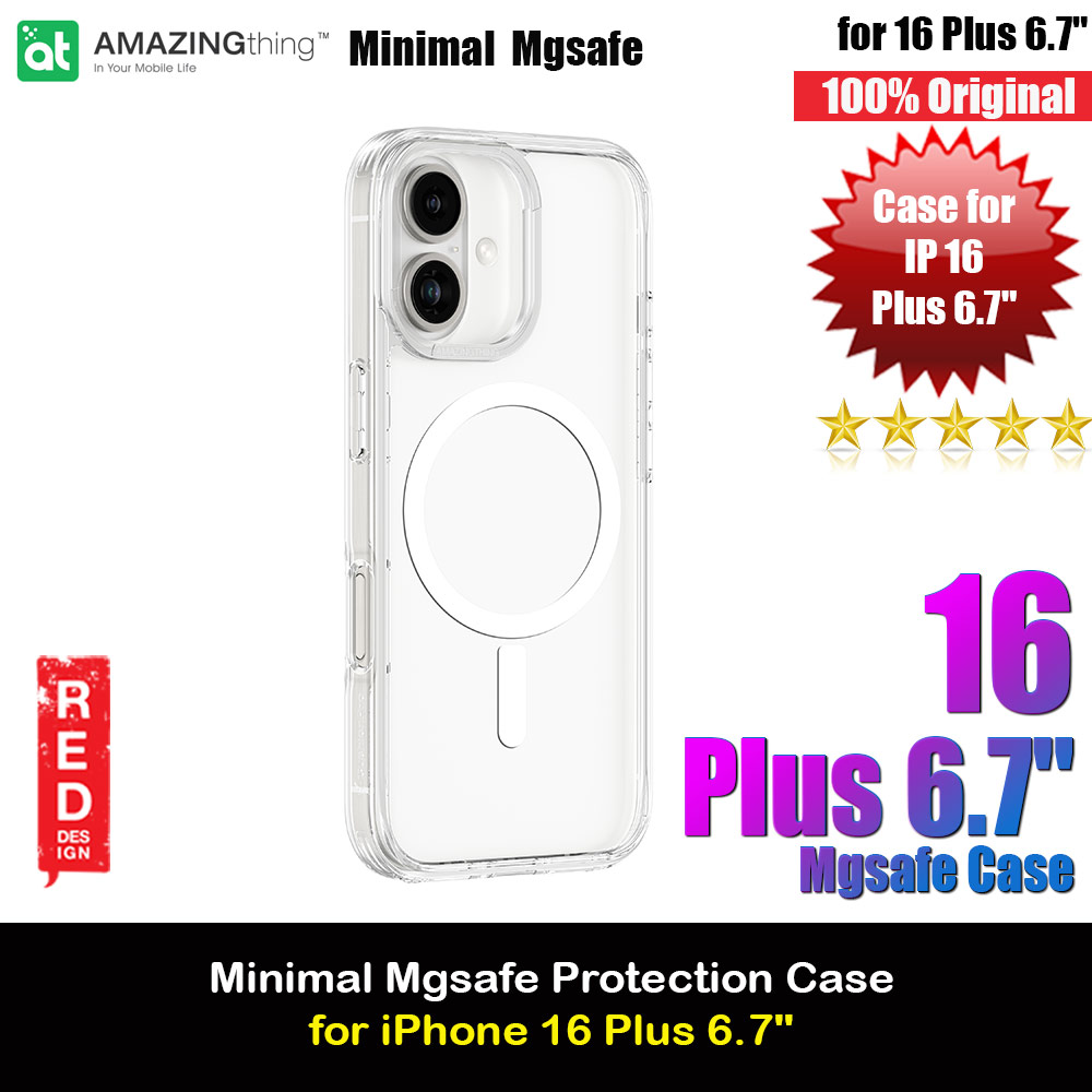 Amazingthing Minimal Magsafe Compatible Drop Proof Case for iPhone 16 Plus 6.7 (Clear)