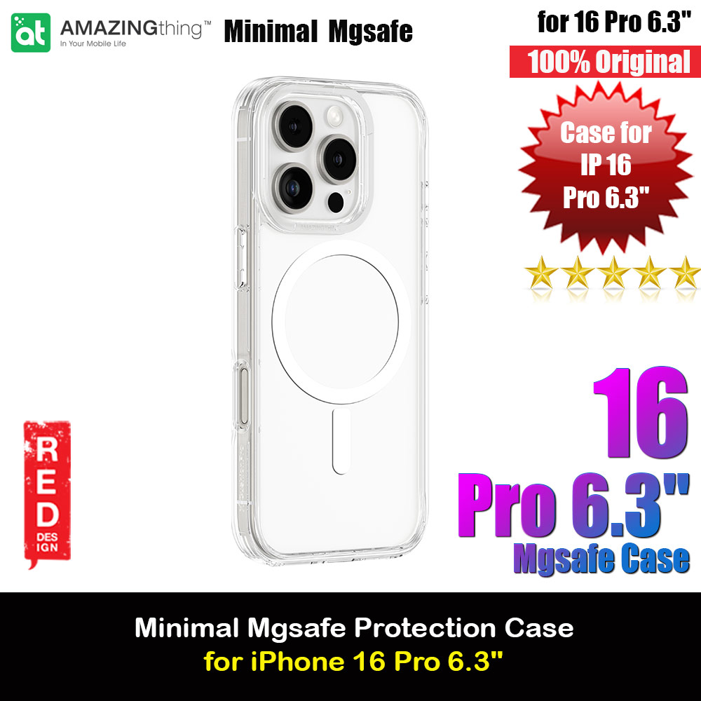 Amazingthing Minimal Magsafe Compatible Drop Proof Case for iPhone 16 Pro 6.3 (Clear)
