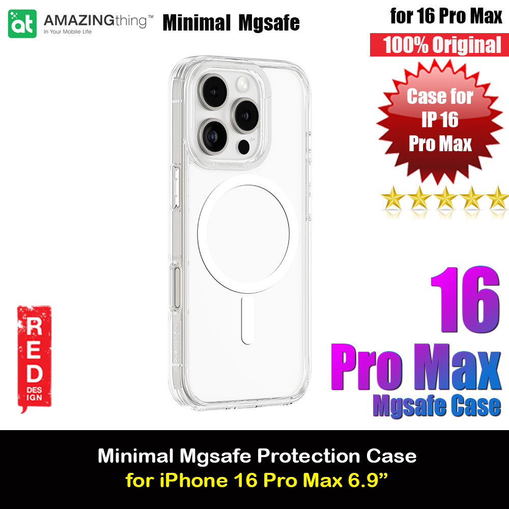 Amazingthing Minimal Magsafe Compatible Drop Proof Case for iPhone 16 Pro Max 6.9 (Clear)
