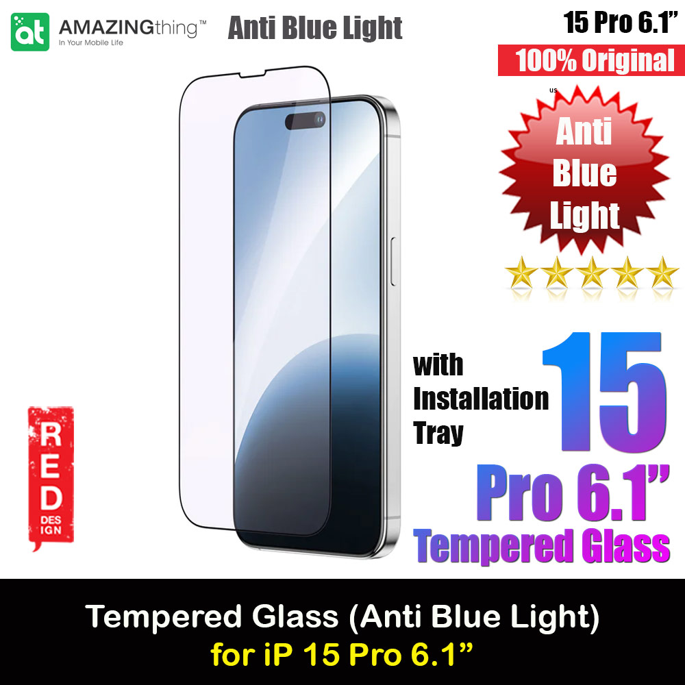 Amazingthing Radix Fully Covered Tempered Glass for iPhone 15 Pro 6.1 (Anti Blue Light)