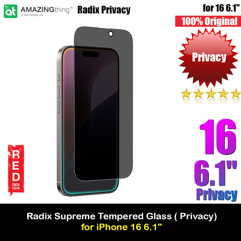 Amazingthing Radix Supreme Privacy Fully Covered Tempered Glass for iPhone 16 6.1 (Privacy)