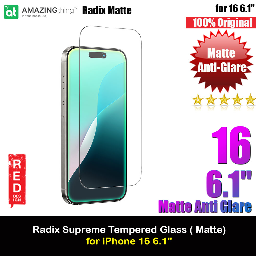 Amazingthing Radix Supreme Matte Anti Glare Fully Covered Tempered Glass for iPhone 16 6.1 (Matte Anti Glare)
